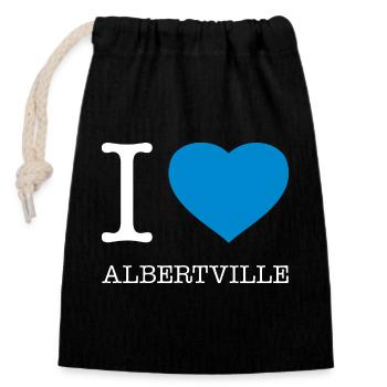 I LOVE ALBERTVILLE - Verschließbarer Geschenkbeutel aus Baumwolle (14x20cm) - Schwarz - Vorne