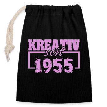 1955 1955 - Closable cotton gift bag (14x20cm) - black - Front