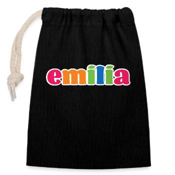 Emilia Geschenk - Verschließbarer Geschenkbeutel aus Baumwolle (14x20cm) - Schwarz - Vorne