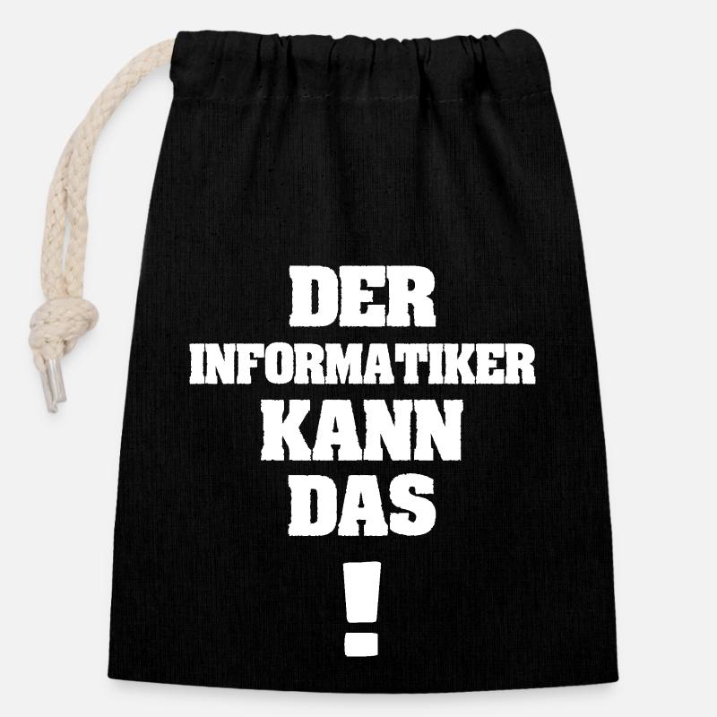 Informatiker - Verschließbarer Geschenkbeutel aus Baumwolle (14x20cm) - Schwarz