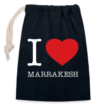 I LOVE MARRAKESH - Closable cotton gift bag (14x20cm) - navy - Front