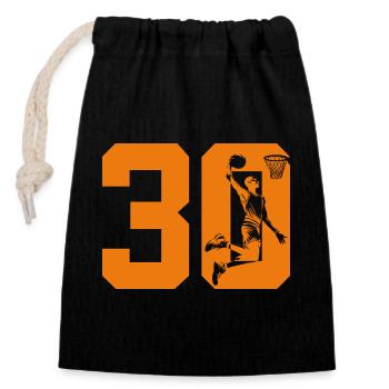 NUMMER 30 BASKETBALL 30. GEBURTSTAG - Verschließbarer Geschenkbeutel aus Baumwolle (14x20cm) - Schwarz - Vorne