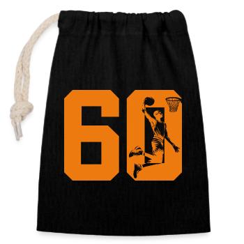NUMBER 60 BASKETBALL 60TH BIRTHDAY - Closable cotton gift bag (14x20cm) - black - Front