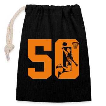 NUMÉRO 50 BASKETBALL 50E ANNIVERSAIRE - Sac cadeau en coton avec cordon (14 x 20 cm) - noir - Devant