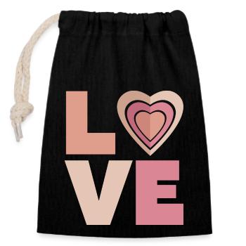 L’AMOUR avec le cœur - Sac cadeau en coton avec cordon (14 x 20 cm) - noir - Devant