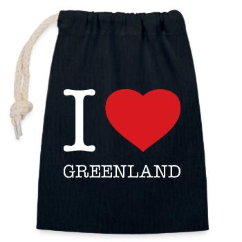 I LOVE GREENLAND Grönland - Verschließbarer Geschenkbeutel aus Baumwolle (14x20cm) - Navy - Vorne