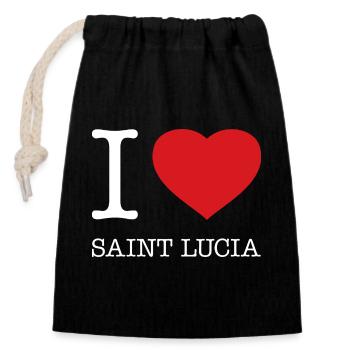 I LOVE SAINT LUCIA - Closable cotton gift bag (14x20cm) - black - Front