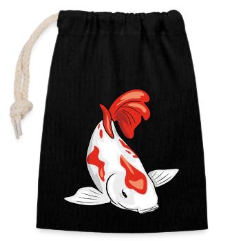 Koi fish - Closable cotton gift bag (14x20cm) - black - Front