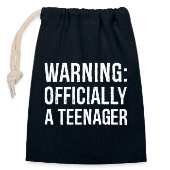 Avertissement officiellement un adolescent - Sac cadeau en coton avec cordon (14 x 20 cm) - bleu marine - Devant