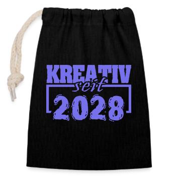 2028 - Closable cotton gift bag (14x20cm) - black - Front