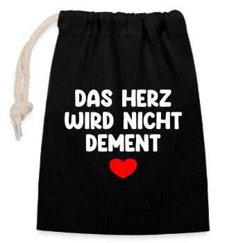 Das Herz Wird Nicht Dement - Verschließbarer Geschenkbeutel aus Baumwolle (14x20cm) - Schwarz - Vorne