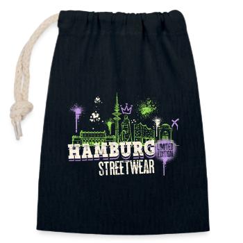 Hamburg Skyline Stadt Deutschland Graffiti - Verschließbarer Geschenkbeutel aus Baumwolle (14x20cm) - Navy - Vorne