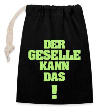 Geselle als Lustig - Verschließbarer Geschenkbeutel aus Baumwolle (14x20cm) - Schwarz - Vorne