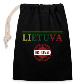 I love Lithuania, Lithuanian pride - Closable cotton gift bag (14x20cm) - black - Front