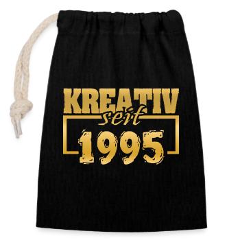 Art 1995 - Closable cotton gift bag (14x20cm) - black - Front