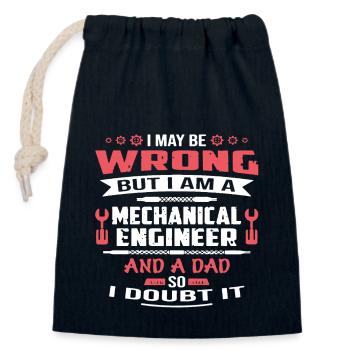Mechanical Engineer Dad - Closable cotton gift bag (14x20cm) - navy - Front