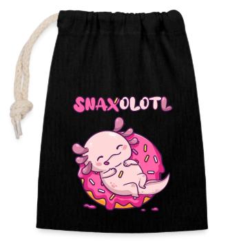 Snaxolotl on donut - Closable cotton gift bag (14x20cm) - black - Front