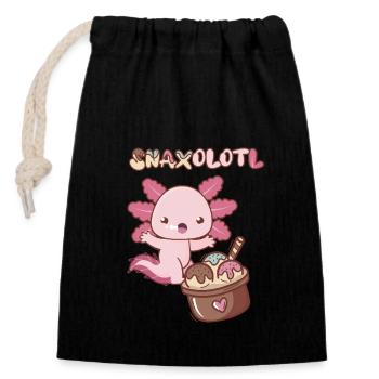 Snaxolotl est à la recherche de glaces - Sac cadeau en coton avec cordon (14 x 20 cm) - noir - Devant
