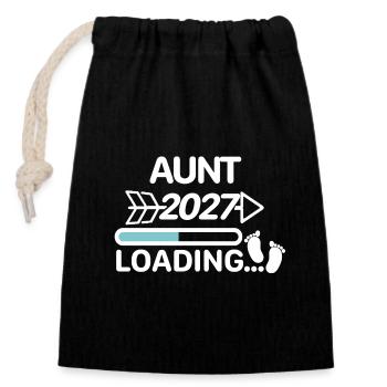 Tante 2027 - Sac cadeau en coton avec cordon (14 x 20 cm) - noir - Devant