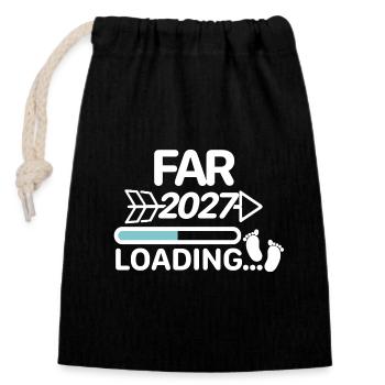 Far 2027- Papa 2027 Suédois - Sac cadeau en coton avec cordon (14 x 20 cm) - noir - Devant