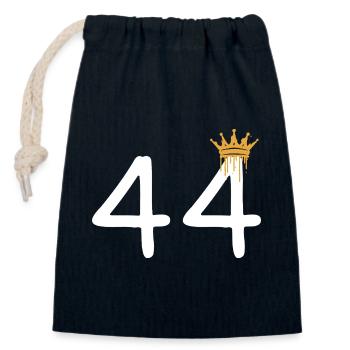 Artistic number crown 44 print for trendy looks - Closable cotton gift bag (14x20cm) - navy - Front