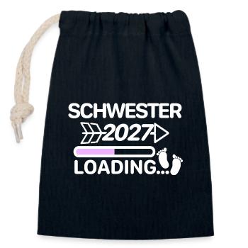 I will be a sister in 2027 - Closable cotton gift bag (14x20cm) - navy - Front