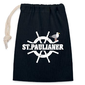 Saint-Pauliens - Sac cadeau en coton avec cordon (14 x 20 cm) - bleu marine - Devant
