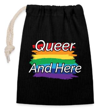 Fierté queer : design arc-en-ciel - Sac cadeau en coton avec cordon (14 x 20 cm) - noir - Devant