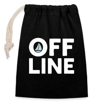 Hors ligne – Citation sur la voile, la mer et la liberté - Sac cadeau en coton avec cordon (14 x 20 cm) - noir - Devant