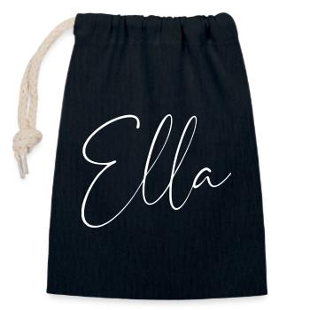 Ella / Handwriting Name Design (White) - Closable cotton gift bag (14x20cm) - navy - Front