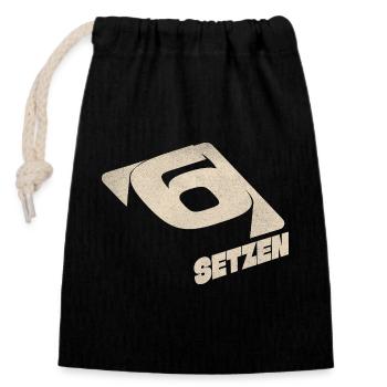 Sechs Setzen - Verschließbarer Geschenkbeutel aus Baumwolle (14x20cm) - Schwarz - Vorne