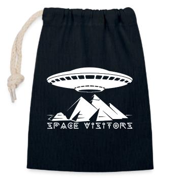 Visitors and the White Pyramids - Closable cotton gift bag (14x20cm) - navy - Front