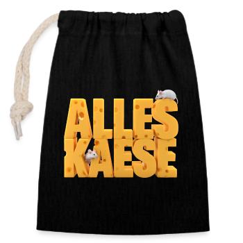 Alles Kaese - Verschließbarer Geschenkbeutel aus Baumwolle (14x20cm) - Schwarz - Vorne