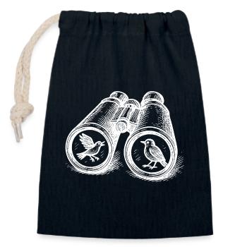 Birdwatching Binocular Vintage Sketch - Closable cotton gift bag (14x20cm) - navy - Front