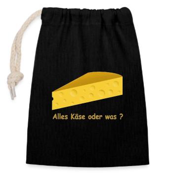 Cheese - Closable cotton gift bag (14x20cm) - black - Front