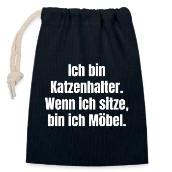 Katzenhalter Möbelhumor Spruch - Verschließbarer Geschenkbeutel aus Baumwolle (14x20cm) - Navy - Vorne