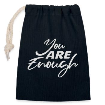 You Are Enough Self Love Motivational Quote - Closable cotton gift bag (14x20cm) - navy - Front