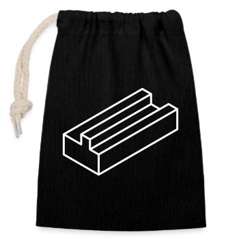 Impossible form – optical illusion for nerds - Closable cotton gift bag (14x20cm) - black - Front