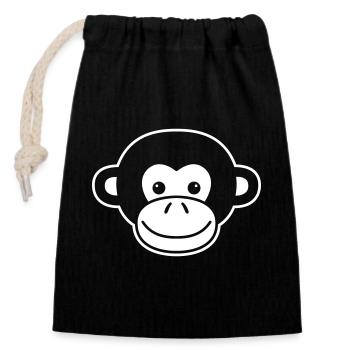 Cute Monkey Head – Jungle Animal Design - Closable cotton gift bag (14x20cm) - black - Front