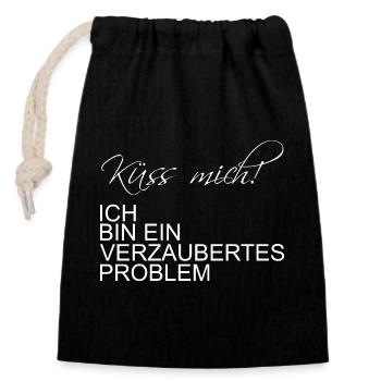 Embrasse-moi, je suis un problème enchanté - Sac cadeau en coton avec cordon (14 x 20 cm) - noir - Devant