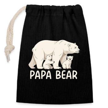 Papa Bear - Verschließbarer Geschenkbeutel aus Baumwolle (14x20cm) - Schwarz - Vorne