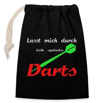 darts - Closable cotton gift bag (14x20cm) - black - Front