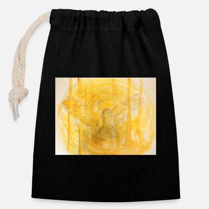 Sacrée chouette - Sac cadeau en coton avec cordon (14 x 20 cm) - noir