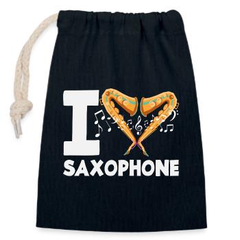 I love saxophone saxophonist - Closable cotton gift bag (14x20cm) - navy - Front