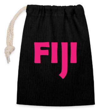 Fiji - Fiji - Islands - Pacific - South Seas - Closable cotton gift bag (14x20cm) - black - Front
