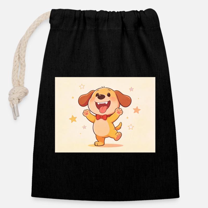 Es ist ein lustiger Hund - Verschließbarer Geschenkbeutel aus Baumwolle (14x20cm) - Schwarz