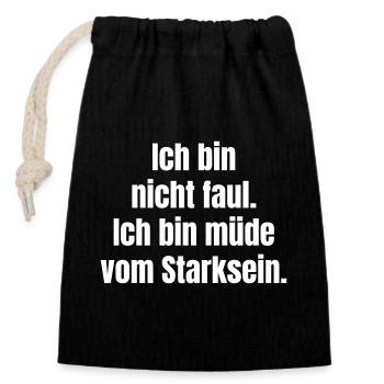 Ich bin müde vom Sternsein - Verschließbarer Geschenkbeutel aus Baumwolle (14x20cm) - Schwarz - Vorne