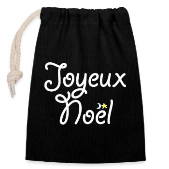 Joyeux Noël - Sac cadeau en coton avec cordon (14 x 20 cm) - noir - Devant