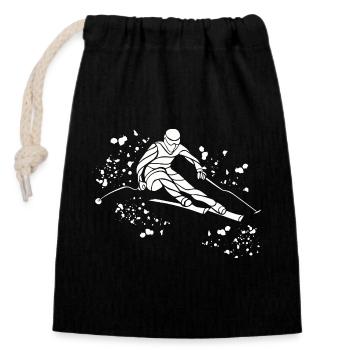 Alpin Ski Wintersport Nordischer Skilauf - Verschließbarer Geschenkbeutel aus Baumwolle (14x20cm) - Schwarz - Vorne