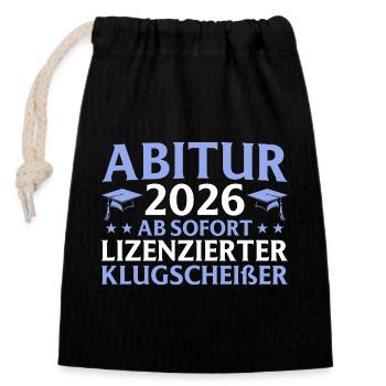 Abitur passed in 2026 Passed final exam - Closable cotton gift bag (14x20cm) - black - Front